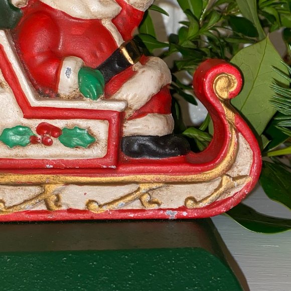 Vintage Midwest of Cannon Falls Santa in Sleigh Stocking Holder - Picture 4 of 14